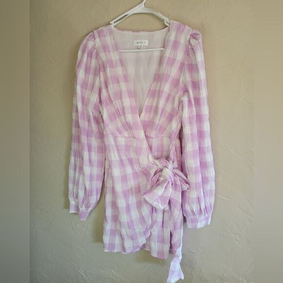 Mable gingham wrap front mini dress fully lined size S - Picture 2 of 8